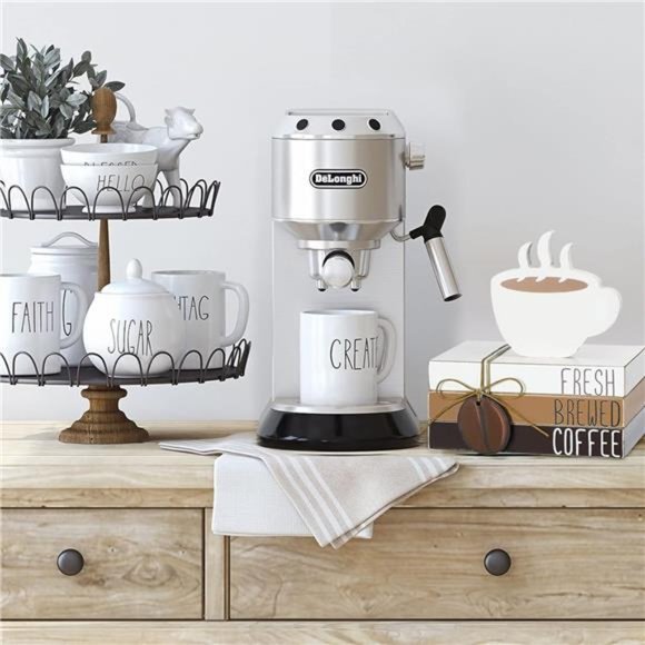 4 Pieces Mini Coffee Bar Sign Decor Accessories Coffee Tiered Tray Décor, Wooden - Picture 5 of 5